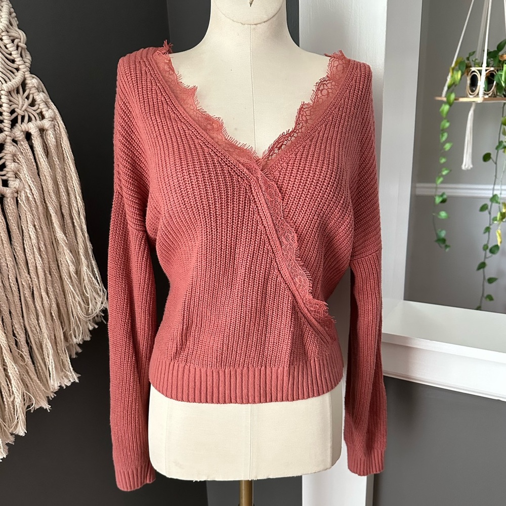 Hollister flutter lace sweater